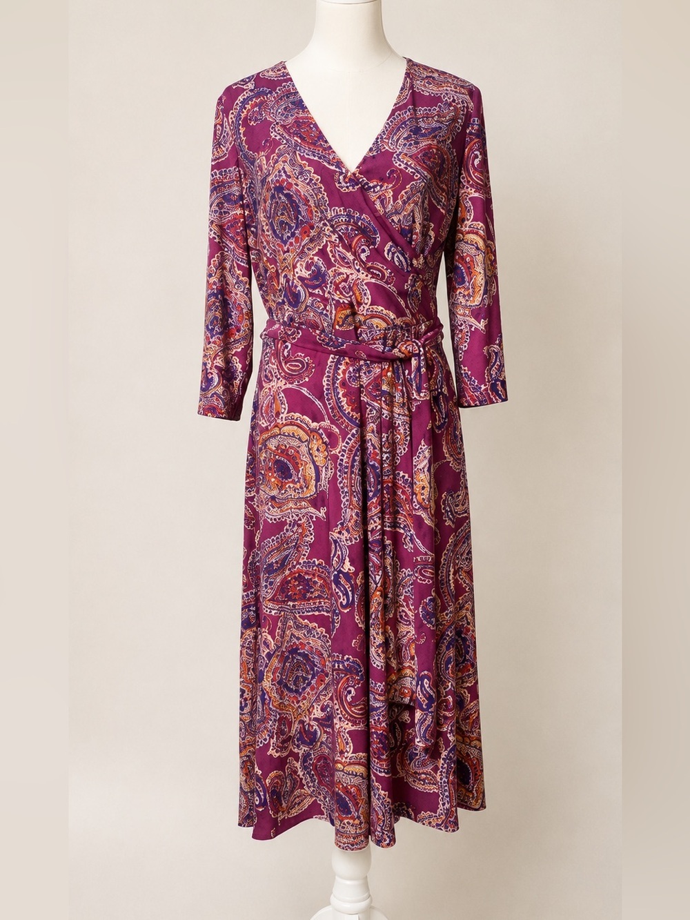 Lauren Ralph Lauren Paisley Faux Wrap Midi Dress | Size 6 | EUC